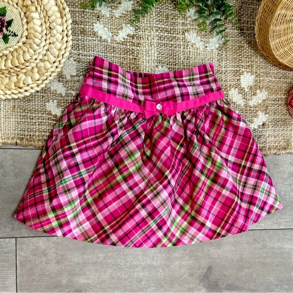 Y2K Gymboree Pink Plaid Layered Skirt 3T Toddler Girl Like New Condition